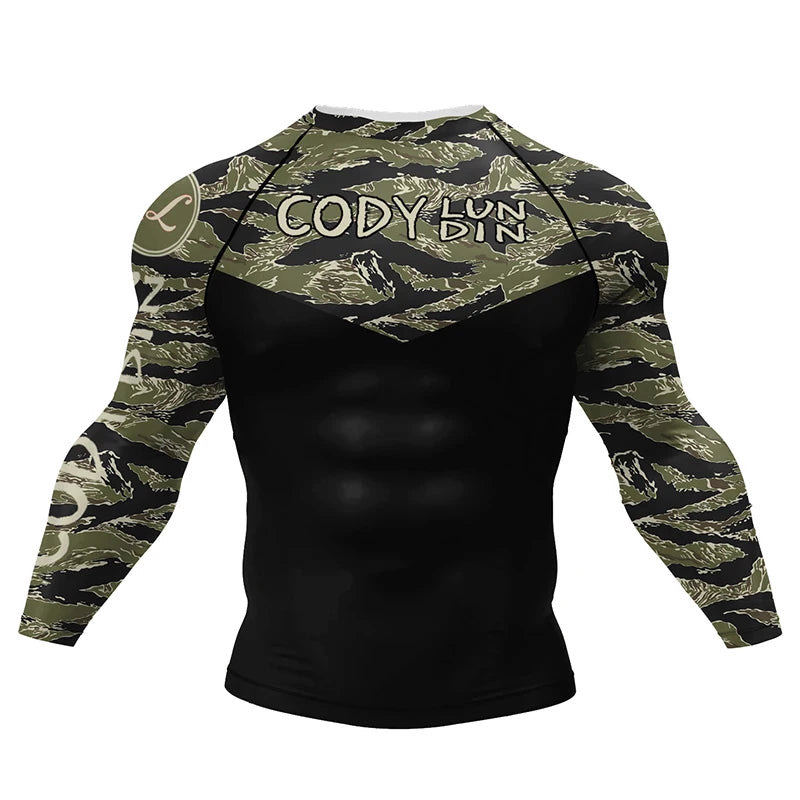 Camo BJJ rash guard men | Long sleeve compression top