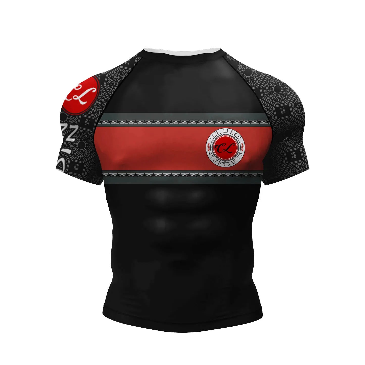 Red Banner BJJ rash guard | Short sleeve compression top