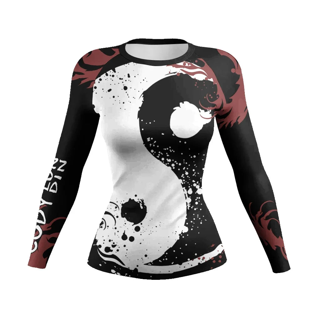 Yin Yang women's BJJ rash guard | Long sleeve compression top