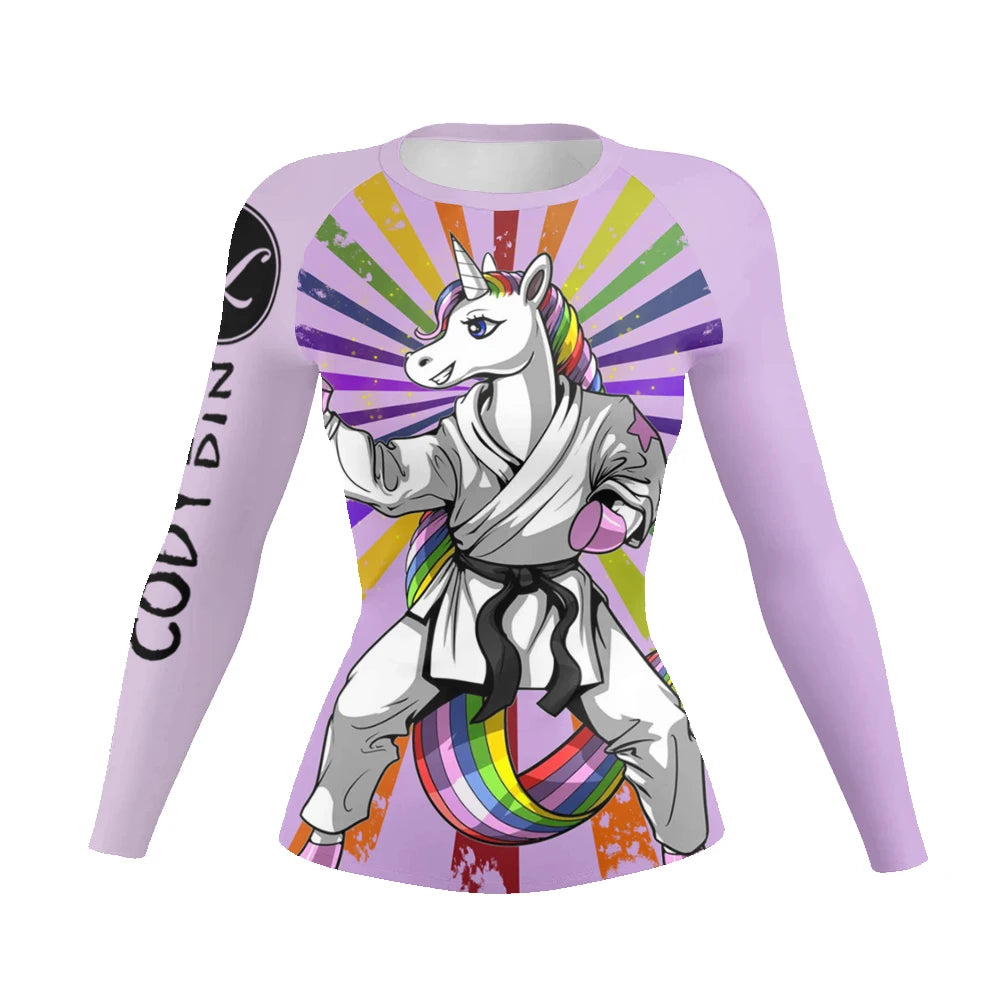 Pink Pony women's BJJ rash guard | Long sleeve compression top for grappling