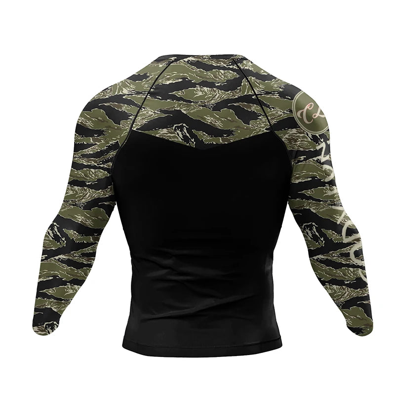 Camo BJJ rash guard men | Long sleeve compression top