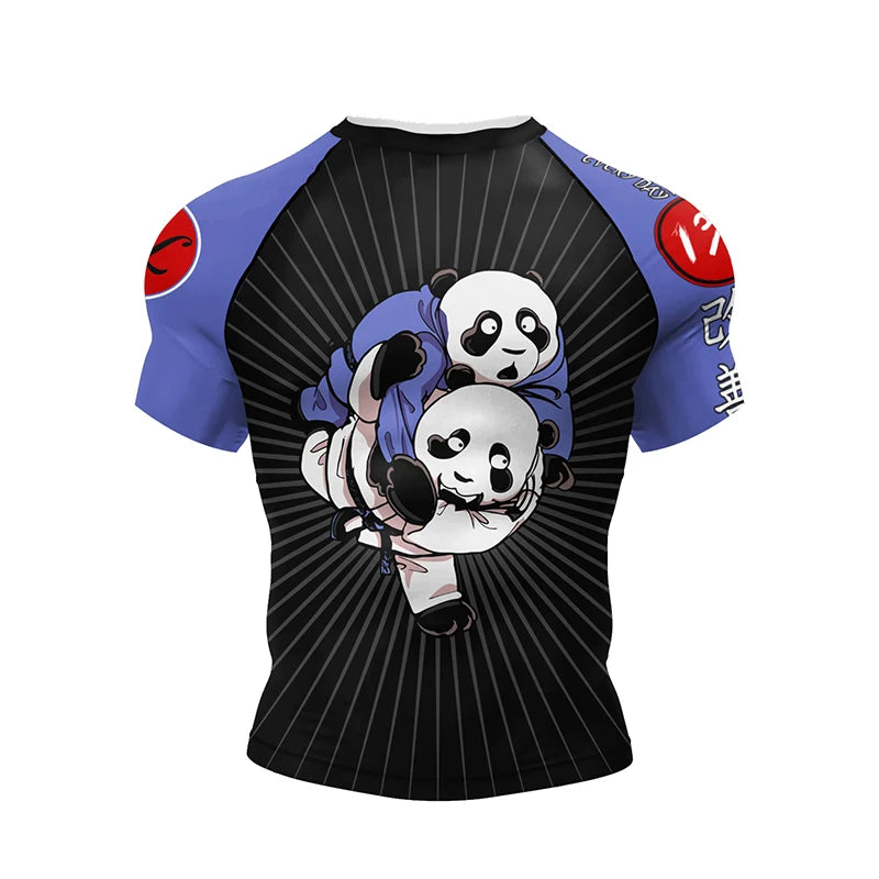 Hugging Panda BJJ rash guard | Short sleeve compression top for grappling