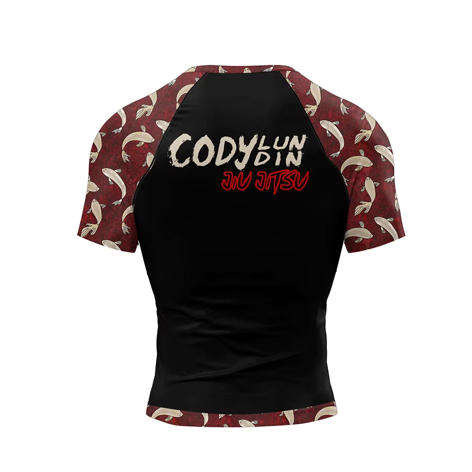 Red Koi BJJ rash guard | Short sleeve compression top for grappling