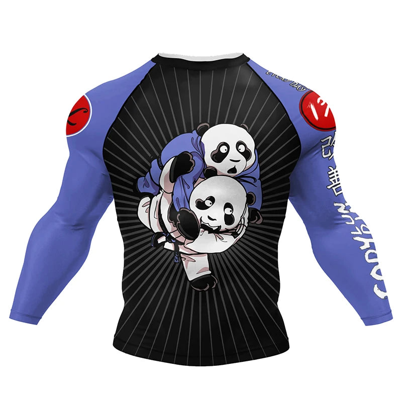 Hugging Panda BJJ rash guard | Long sleeve compression top for grappling