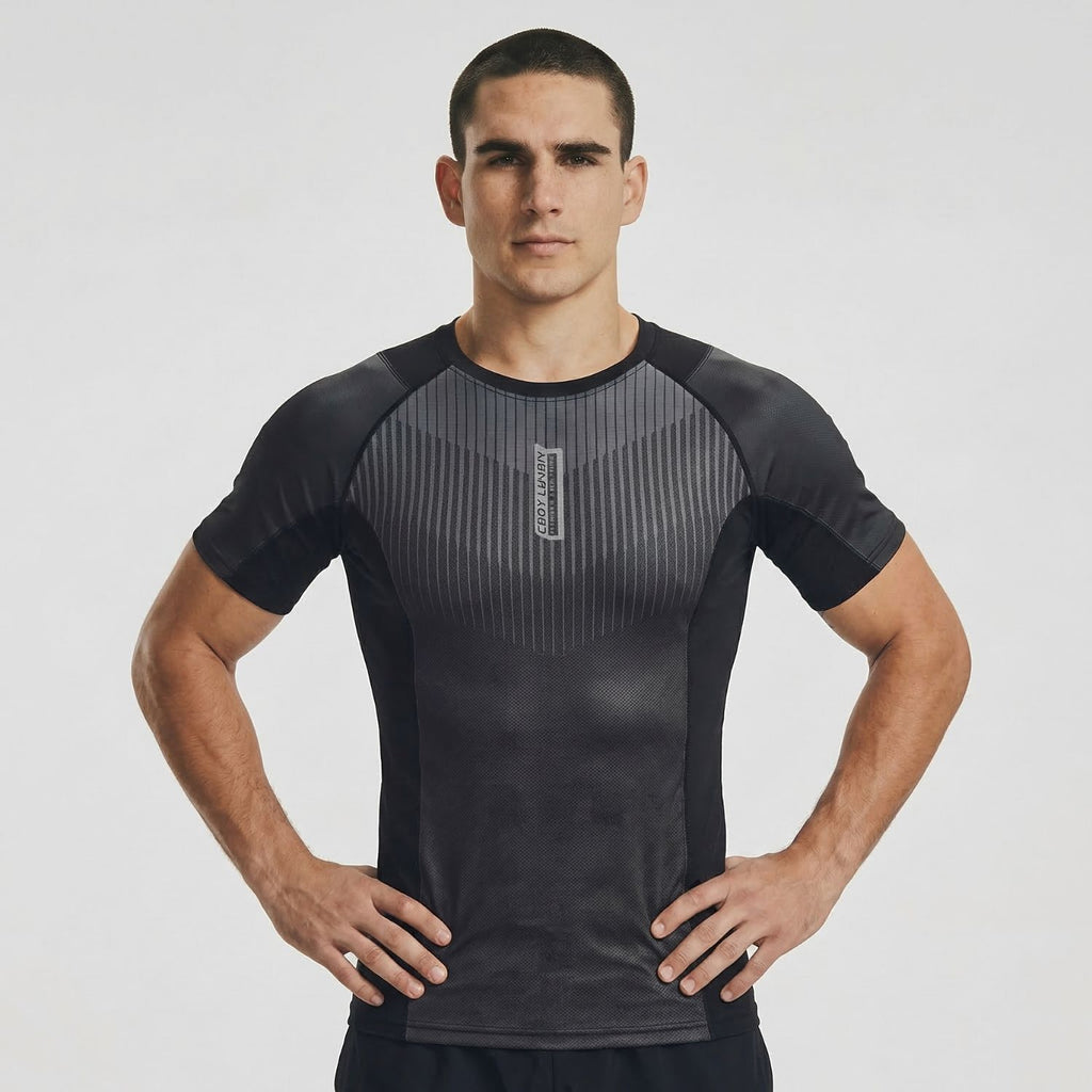 Obsidian Flow BJJ rash guard | Short sleeve compression top for BJJ, MMA & grappling - BJJ OUTLET