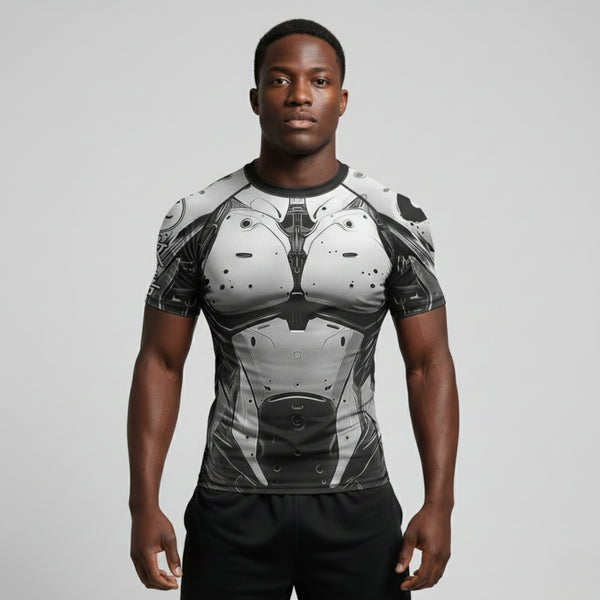 White Armor BJJ Rash Guard | Short Sleeve Compression Top For No - Gi Grappling - BJJ OUTLET