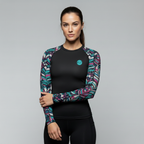 Floral Sleeves women's BJJ rash guard | Long sleeve compression top