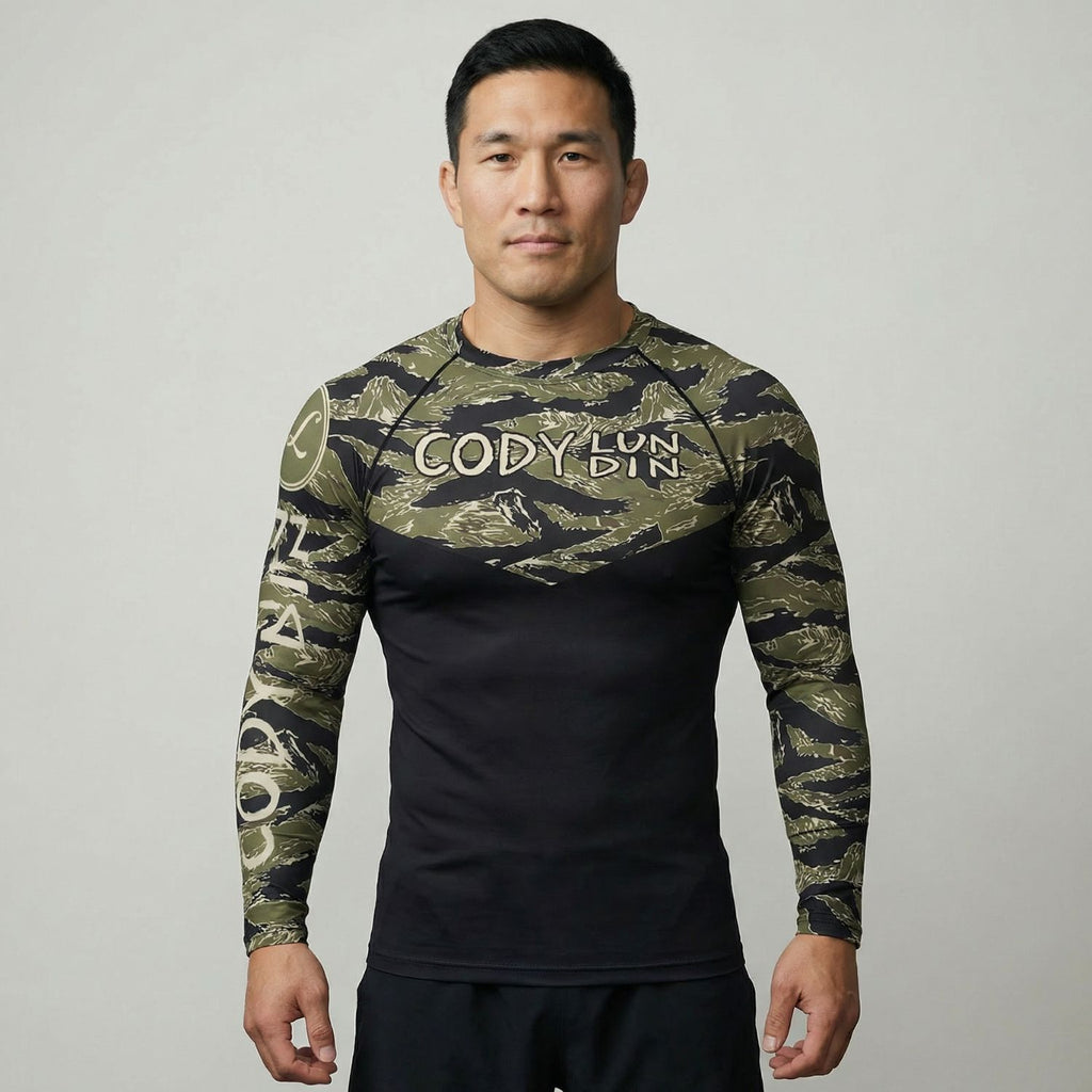 Camo BJJ rash guard men | Long sleeve compression top - BJJ OUTLET