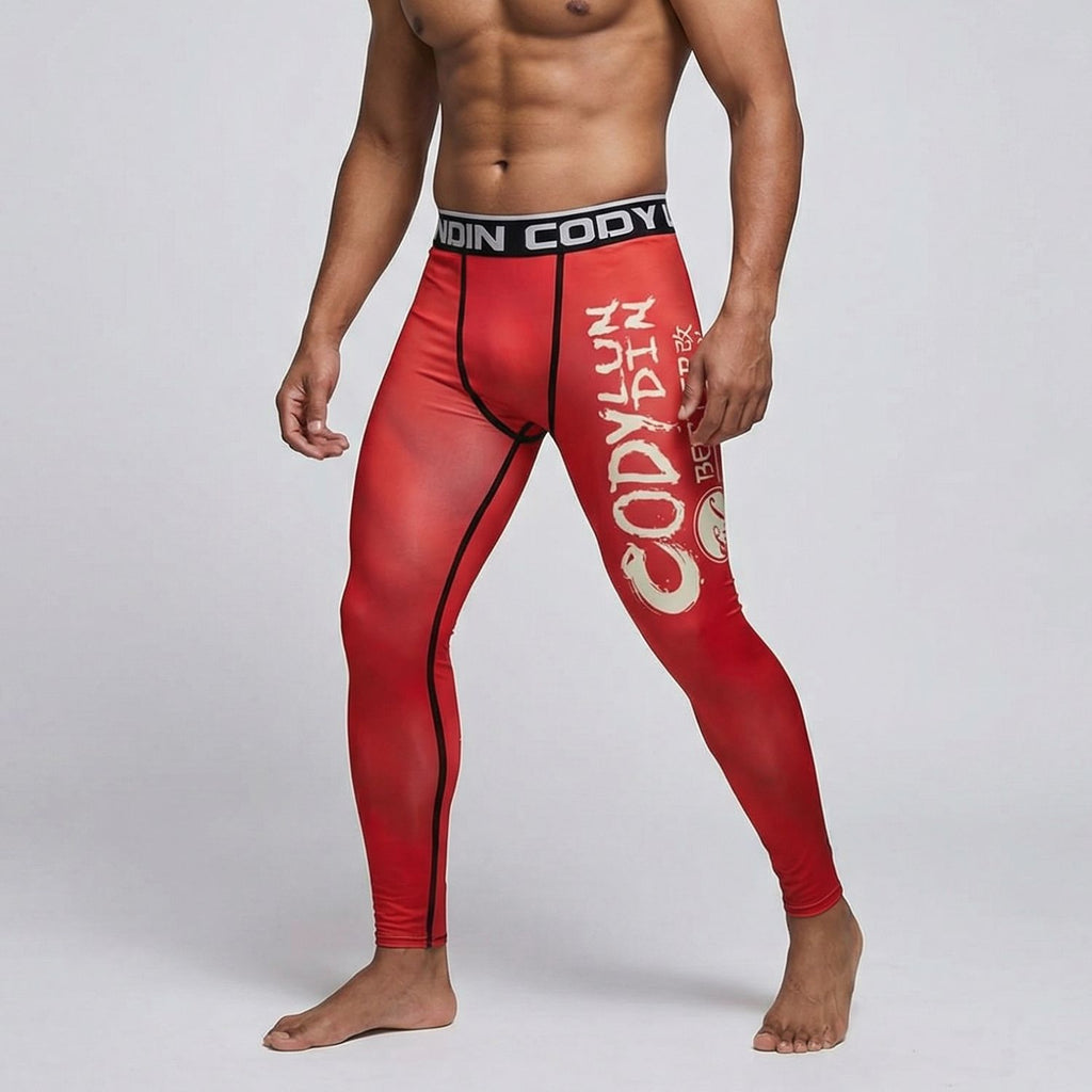 BJJ Spats - Crimson Red - Men's No - Gi Jiu Jitsu Compression Grappling Tights - BJJ OUTLET