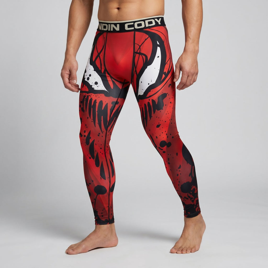 BJJ Spats - Red Symbiote - Men's No - Gi Jiu Jitsu Compression Grappling Tights - BJJ OUTLET