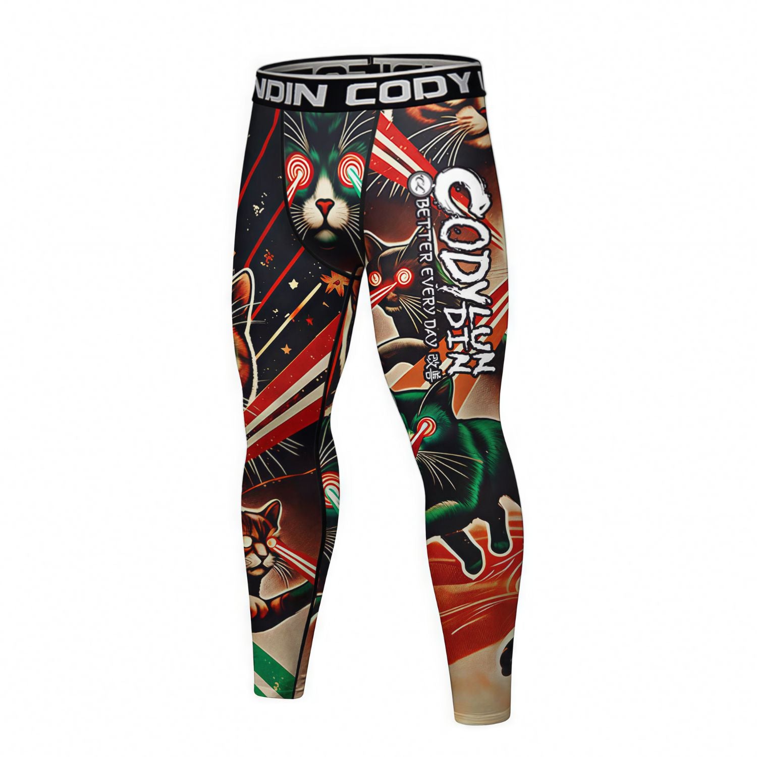 BJJ Spats - Laser Cats - Men's No - Gi Jiu Jitsu Compression Grappling Tights - BJJ OUTLET