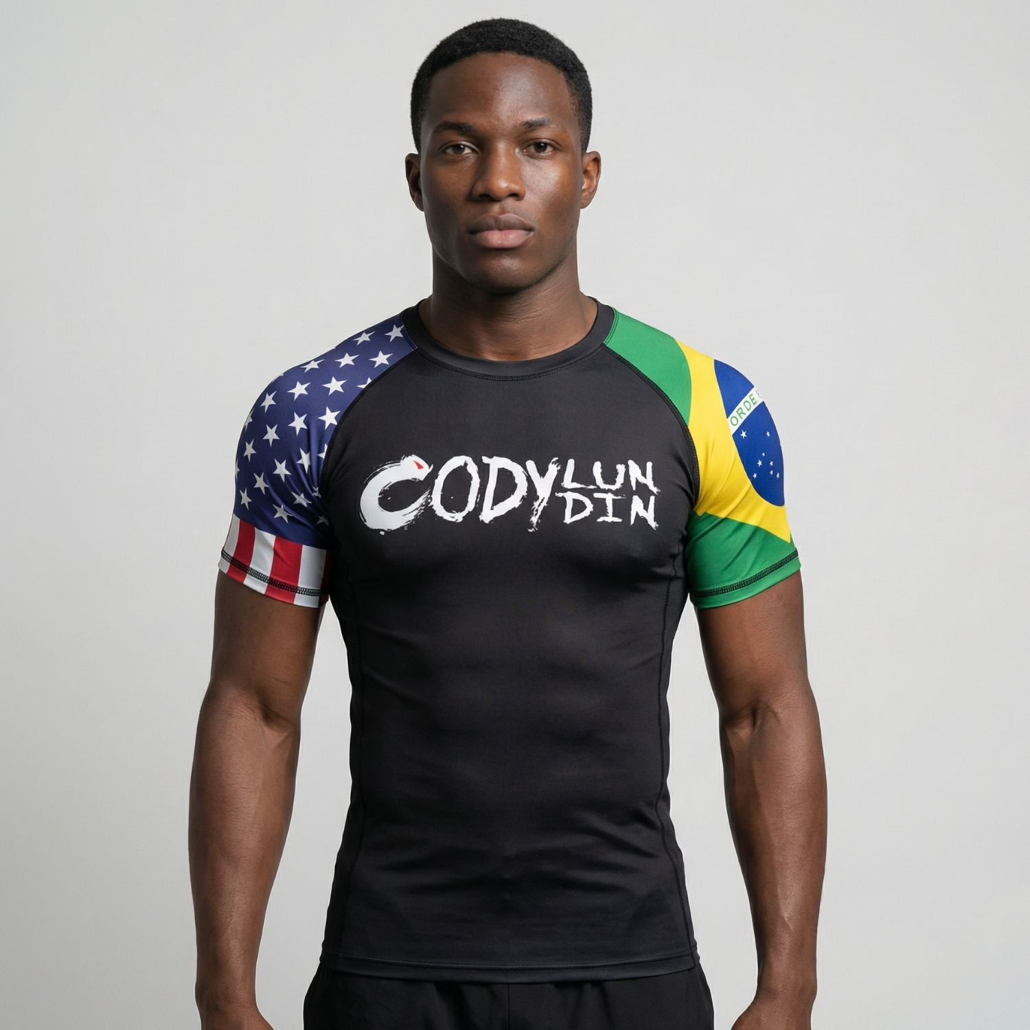 BJJ Rash Guard Short Sleeve - Dual Heritage - No - Gi Jiu Jitsu Compression Top - BJJ OUTLET