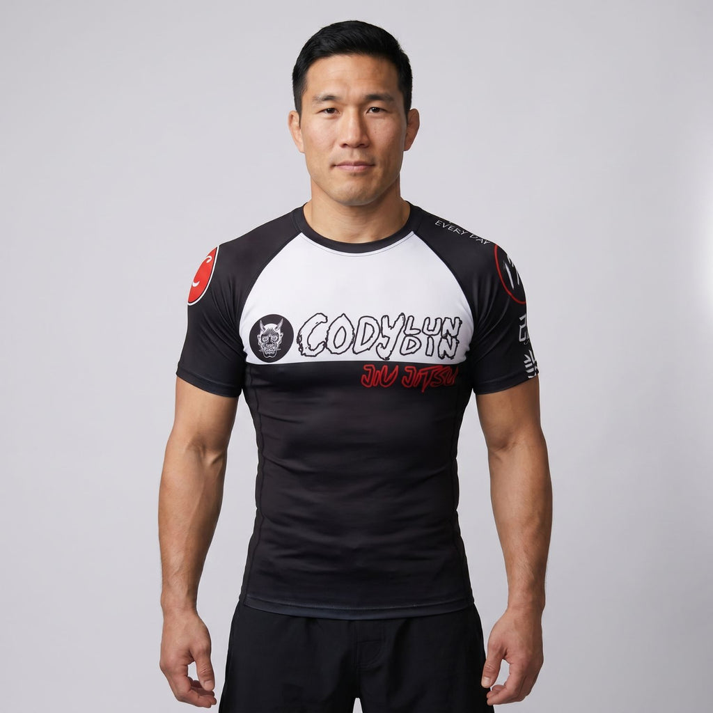BJJ Rash Guard Short Sleeve - Hannya - No - Gi Jiu Jitsu & MMA Compression Top - BJJ OUTLET