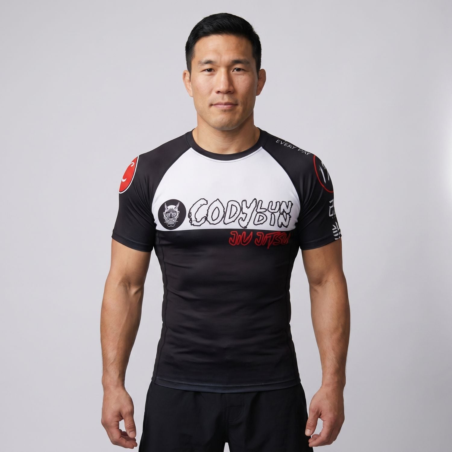 BJJ Rash Guard Short Sleeve - Hannya - No - Gi Jiu Jitsu & MMA Compression Top - BJJ OUTLET