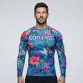 BJJ Rash Guard Long Sleeve - Flower - No - Gi Jiu Jitsu & MMA Compression Top - BJJ OUTLET