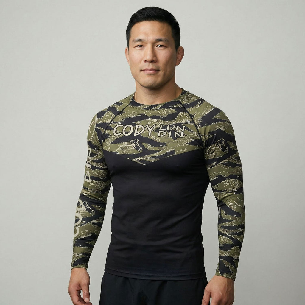 Camo BJJ rash guard men | Long sleeve compression top - BJJ OUTLET