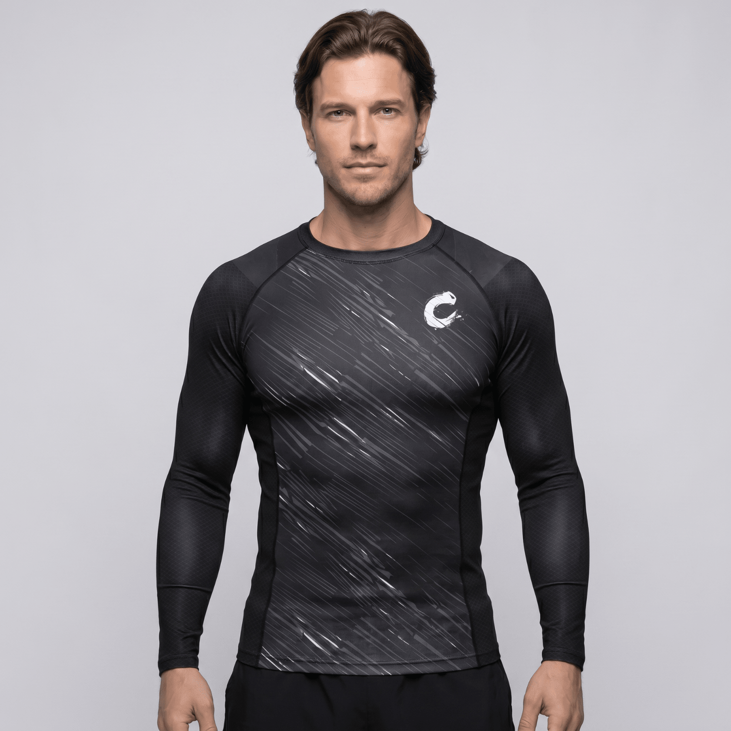 BJJ Rash Guard Long Sleeve - Black - Out - No - Gi Jiu Jitsu & MMA Compression Top - BJJ OUTLET