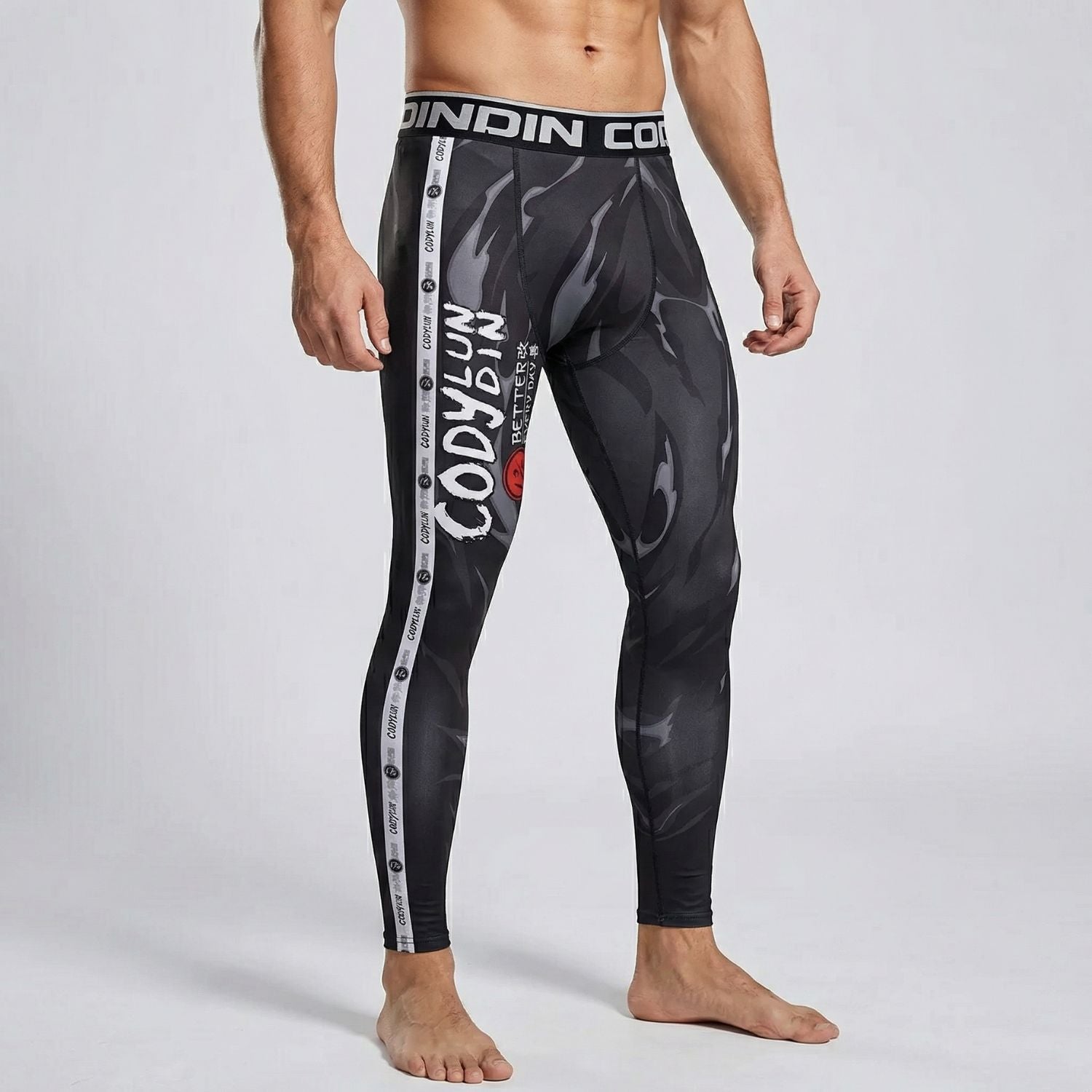 BJJ Spats - Always Injured Club - Men's No - Gi Jiu Jitsu & MMA Compression Grappling Tights - BJJ OUTLET