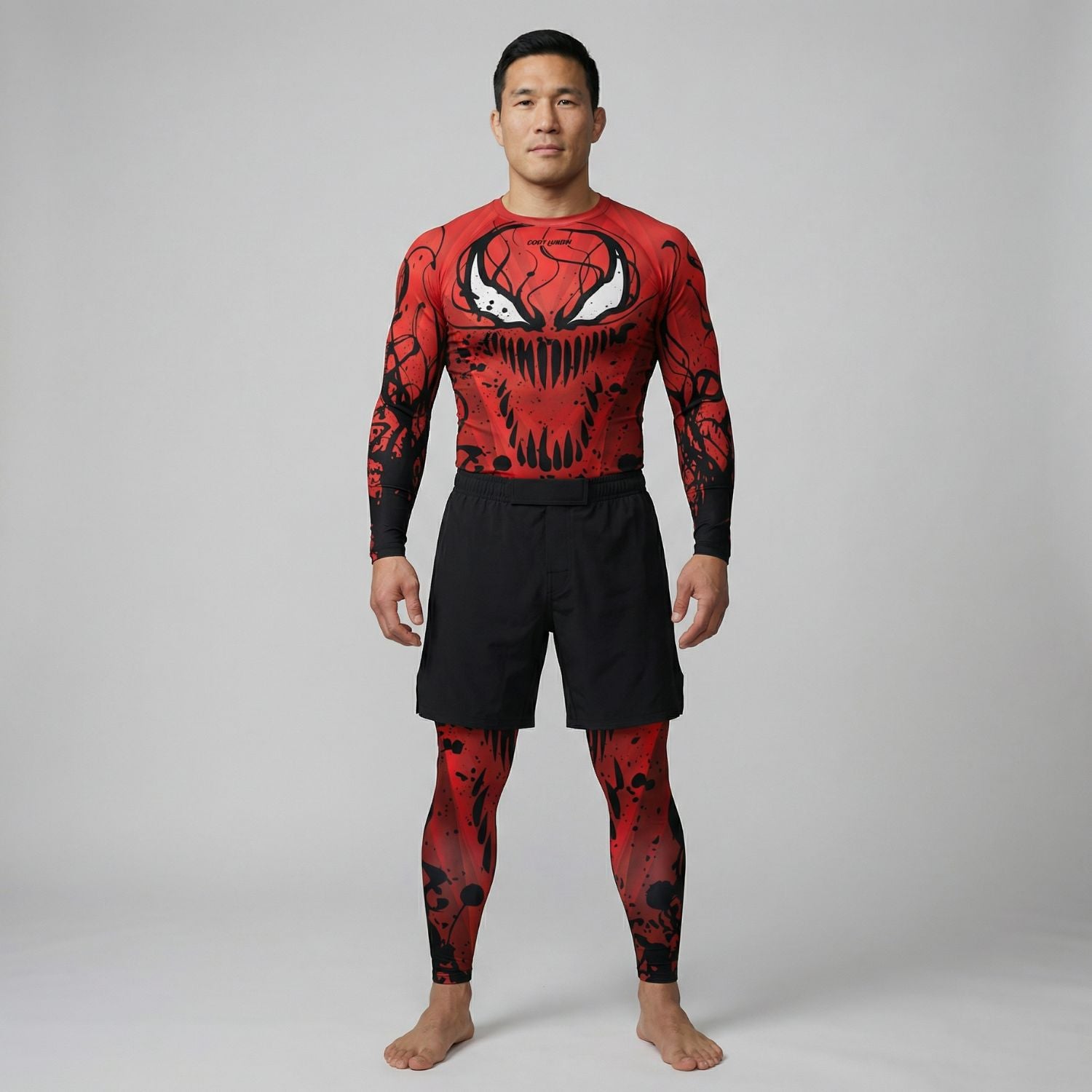 BJJ Spats - Red Symbiote - Men's No - Gi Jiu Jitsu Compression Grappling Tights - BJJ OUTLET