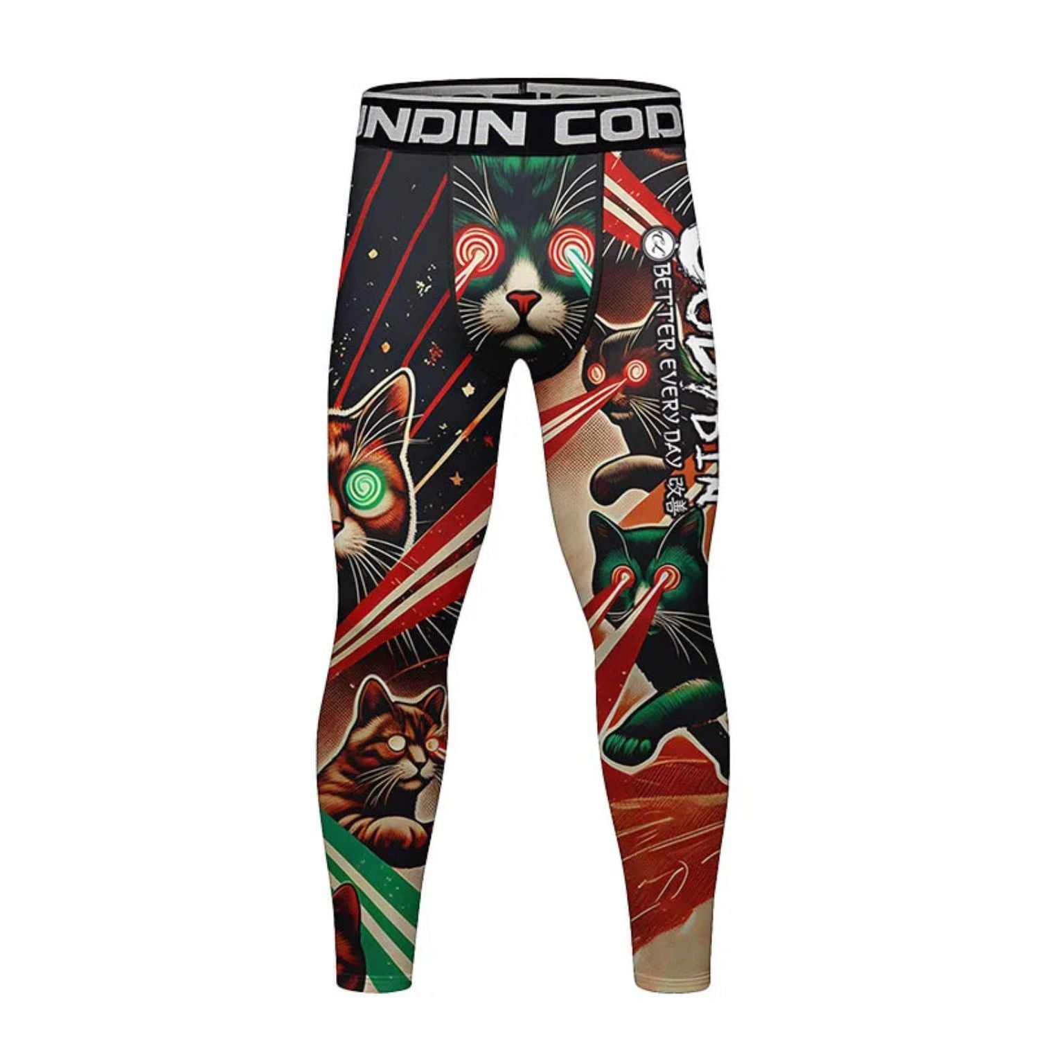 BJJ Spats - Laser Cats - Men's No - Gi Jiu Jitsu Compression Grappling Tights - BJJ OUTLET
