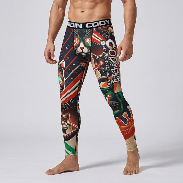 BJJ Spats - Laser Cats - Men's No - Gi Jiu Jitsu Compression Grappling Tights - BJJ OUTLET