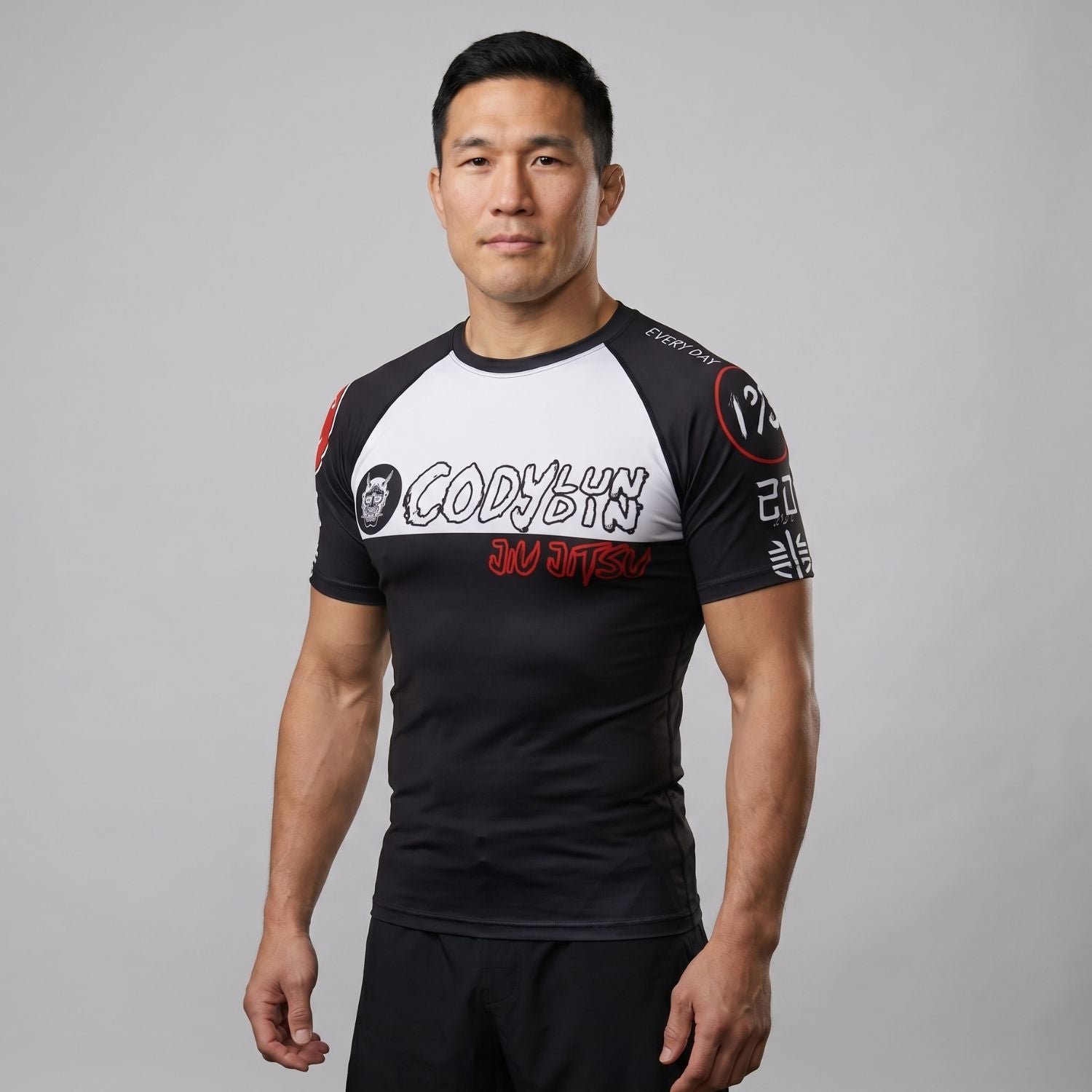 BJJ Rash Guard Short Sleeve - Hannya - No - Gi Jiu Jitsu & MMA Compression Top - BJJ OUTLET
