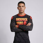 BJJ Rash Guard Long Sleeve - Backpack Gang - No - Gi Jiu Jitsu & MMA Compression Top - BJJ OUTLET