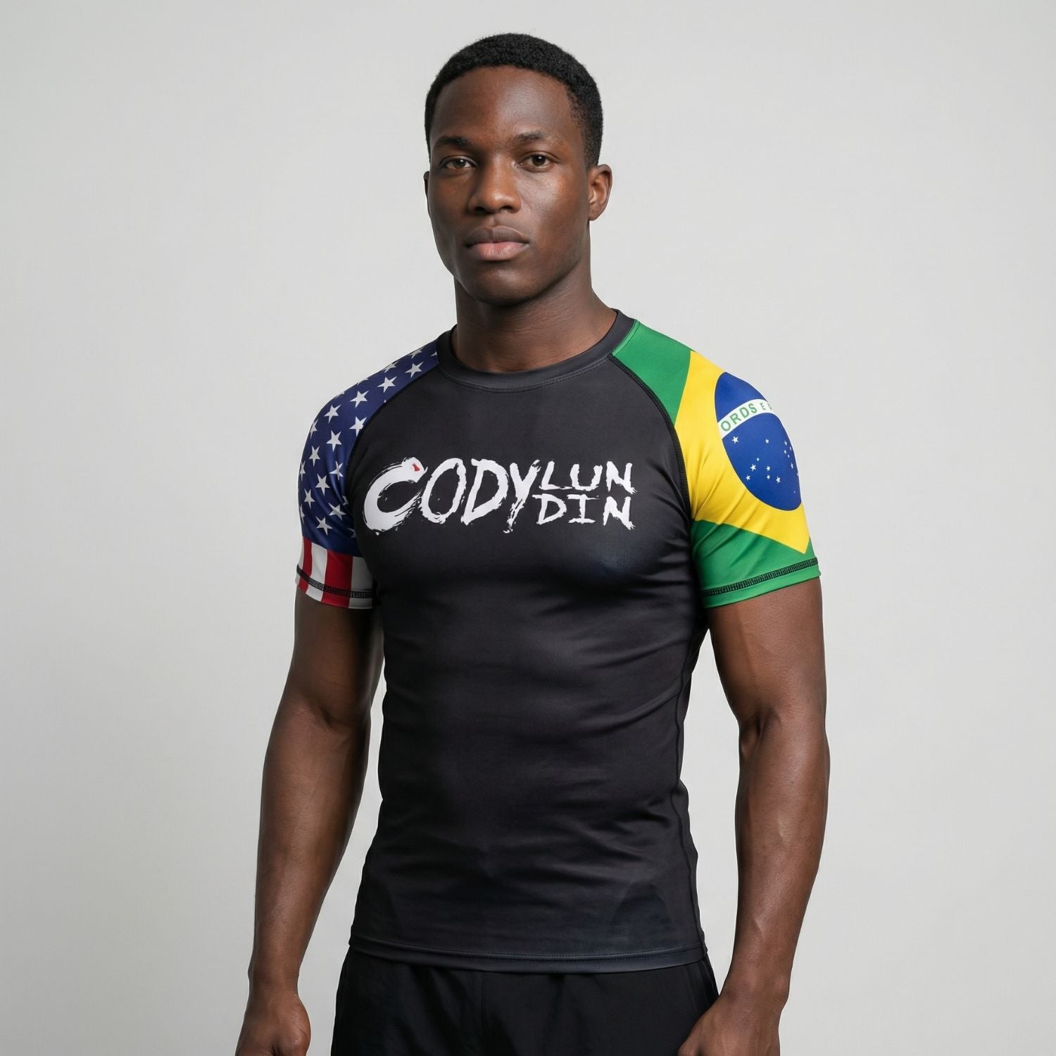 BJJ Rash Guard Short Sleeve - Dual Heritage - No - Gi Jiu Jitsu Compression Top - BJJ OUTLET