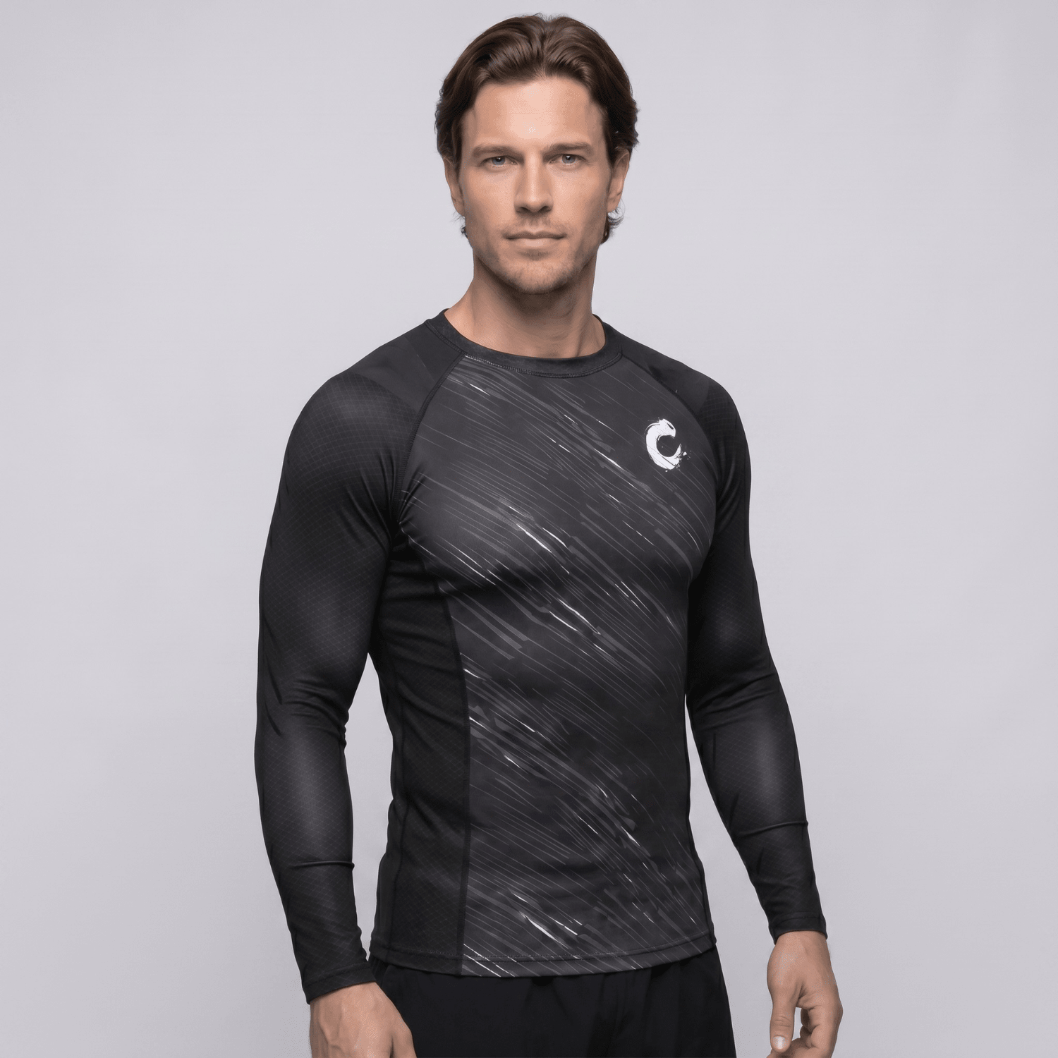 BJJ Rash Guard Long Sleeve - Black - Out - No - Gi Jiu Jitsu & MMA Compression Top - BJJ OUTLET