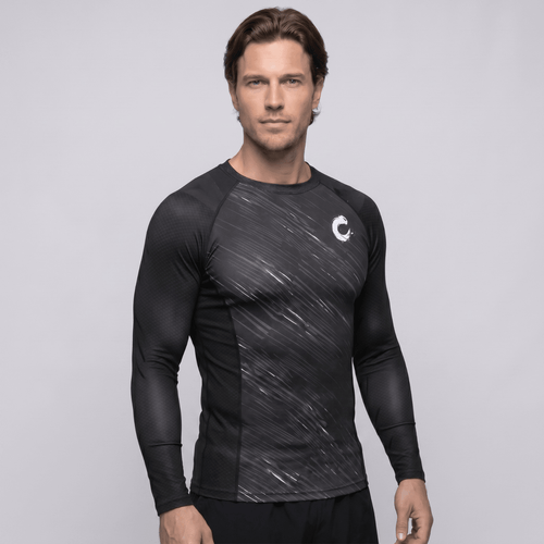 BJJ Rash Guard Long Sleeve - Black - Out - No - Gi Jiu Jitsu & MMA Compression Top - BJJ OUTLET