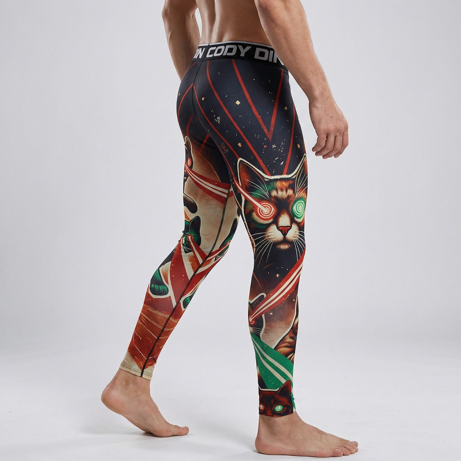 BJJ Spats - Laser Cats - Men's No - Gi Jiu Jitsu Compression Grappling Tights - BJJ OUTLET