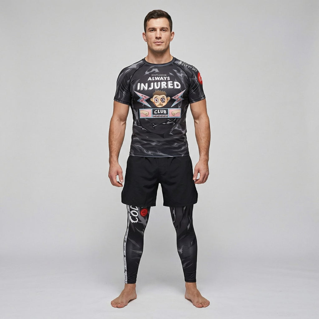 BJJ Spats - Always Injured Club - Men's No - Gi Jiu Jitsu & MMA Compression Grappling Tights - BJJ OUTLET