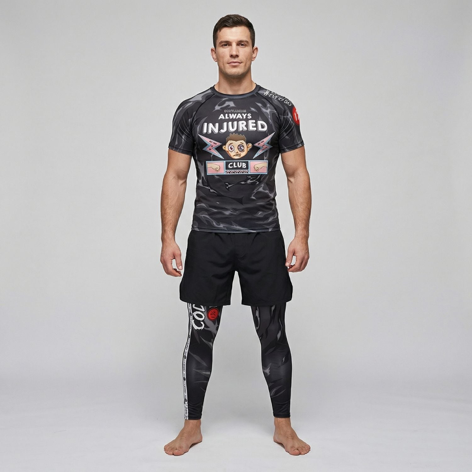 BJJ Spats - Always Injured Club - Men's No - Gi Jiu Jitsu & MMA Compression Grappling Tights - BJJ OUTLET
