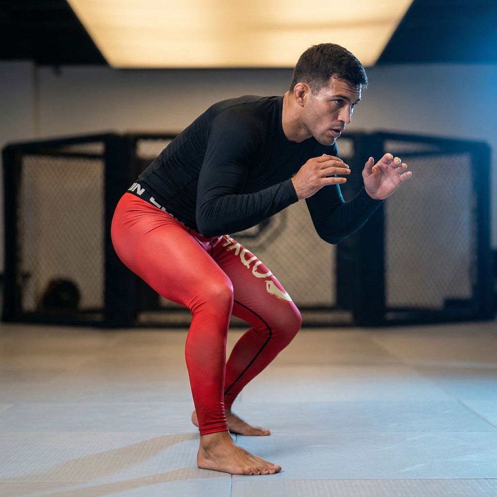 BJJ Spats Crimson Red | No - Gi Compression Tights for Men - BJJ OUTLET