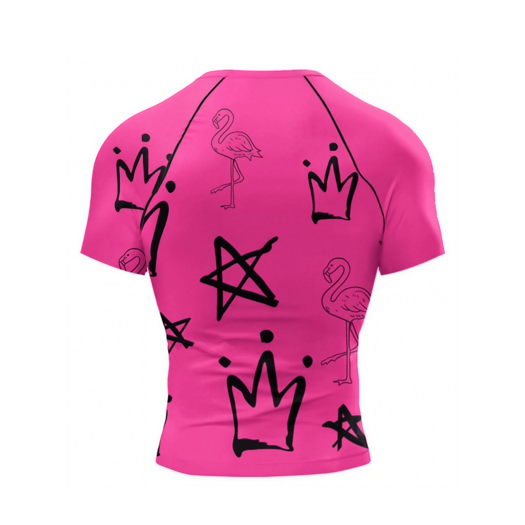 Pink Graffiti BJJ rash guard | Short sleeve compression top for grappling - BJJ OUTLET