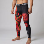BJJ Spats - Red Kraken - Men's No - Gi Jiu Jitsu Compression Grappling Tights - BJJ OUTLET