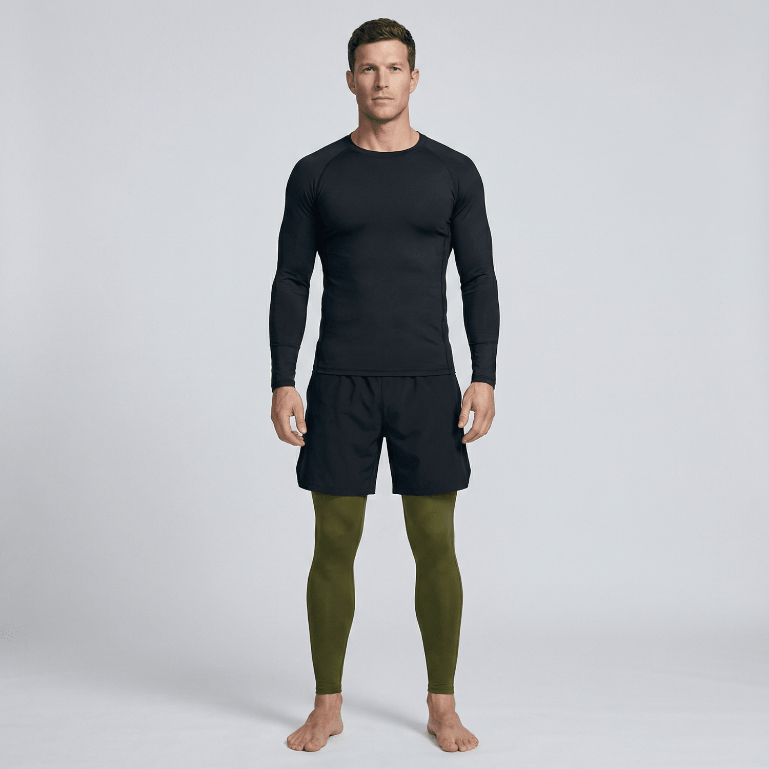 BJJ Spats - Army Green - Men's No - Gi Jiu Jitsu Compression Grappling Tights - BJJ OUTLET