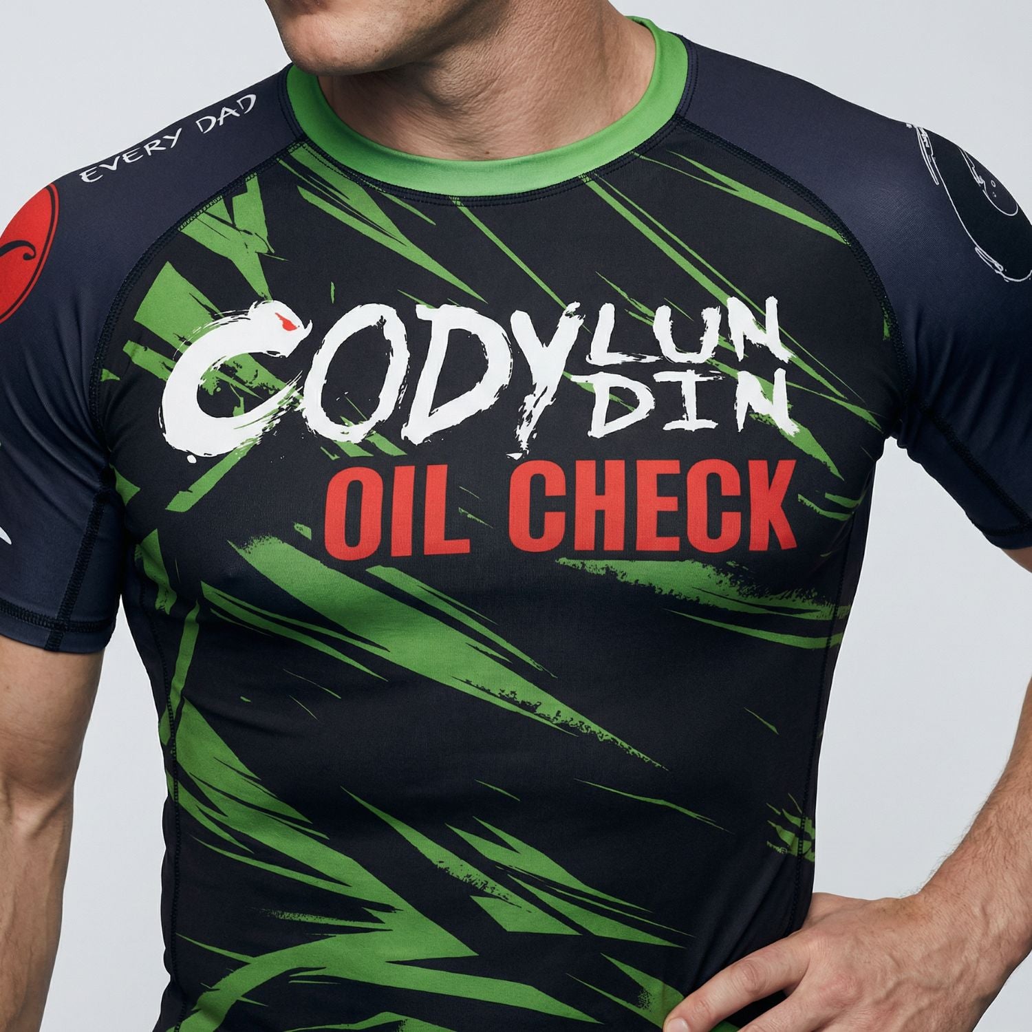 BJJ Rash Guard Short Sleeve - Oil Check - No - Gi Jiu Jitsu & MMA Compression Top - BJJ OUTLET