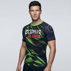 BJJ Rash Guard Short Sleeve - Oil Check - No - Gi Jiu Jitsu & MMA Compression Top - BJJ OUTLET