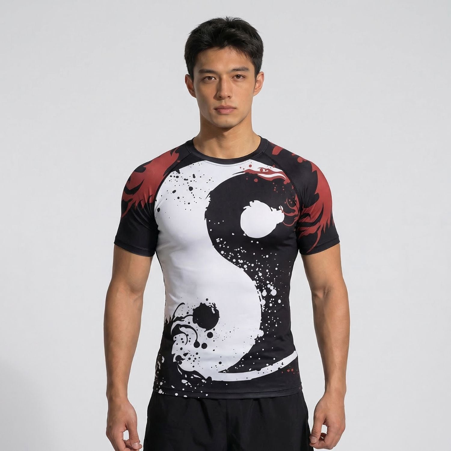 Yin Yang BJJ rash guard | Short Sleeve Compression Top For No - Gi Grappling - BJJ OUTLET