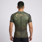 Green Stitch BJJ Rash Guard | Short Sleeve Compression Top For No - Gi Grappling - BJJ OUTLET