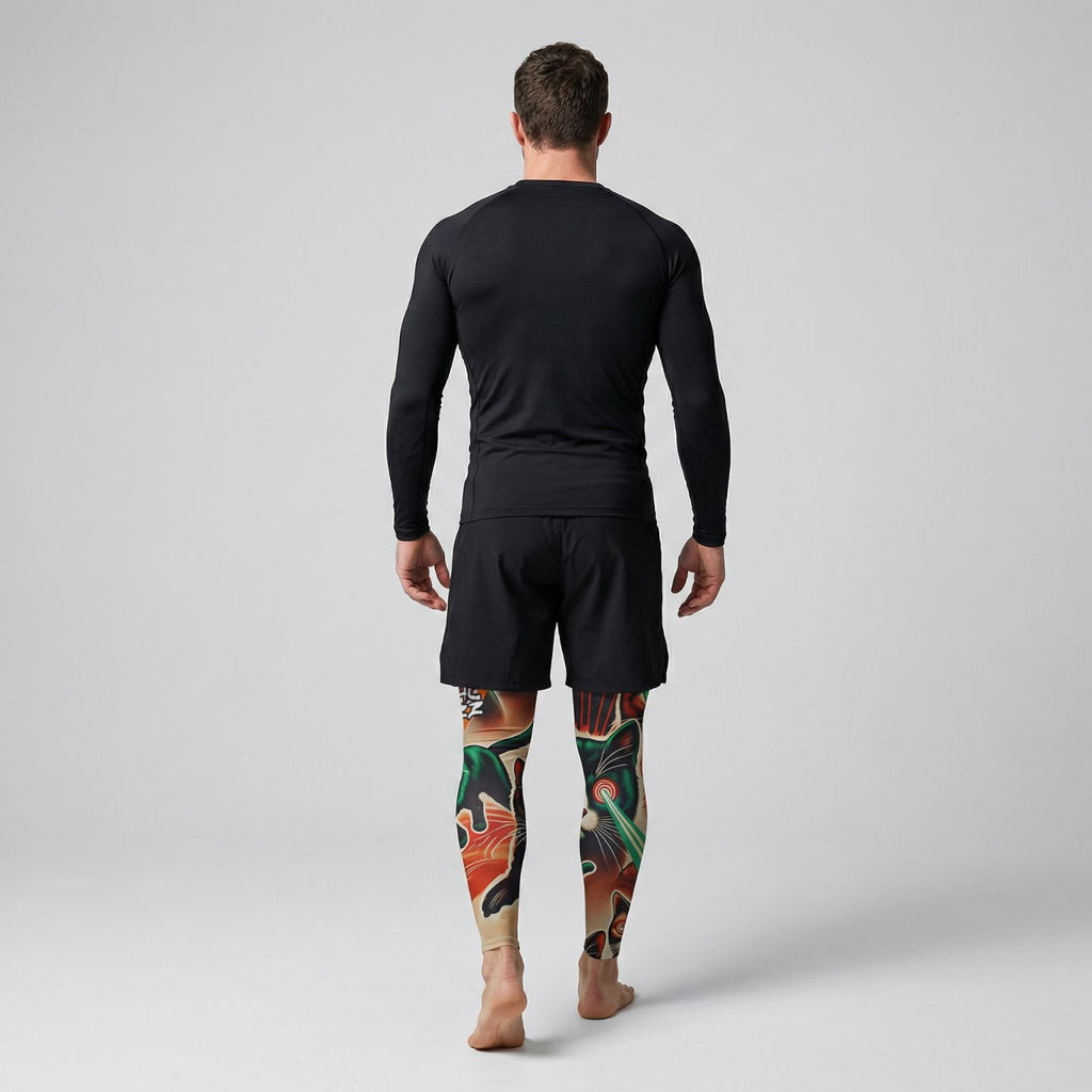 BJJ Spats - Laser Cats - Men's No - Gi Jiu Jitsu Compression Grappling Tights - BJJ OUTLET