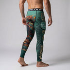 Teal Skull BJJ Spats | Compression Tights For No - Gi Grappling - BJJ OUTLET