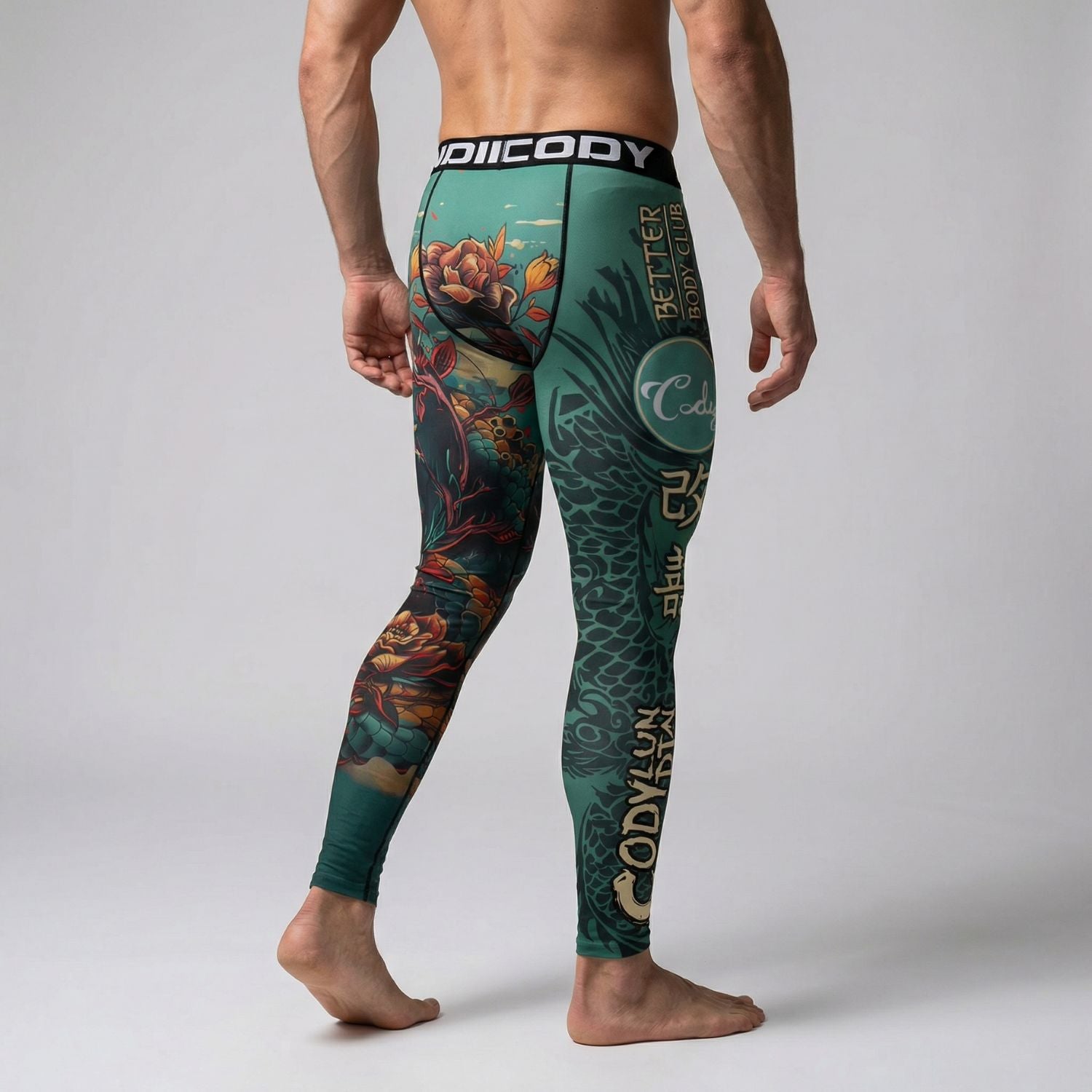 Teal Skull BJJ Spats | Compression Tights For No - Gi Grappling - BJJ OUTLET