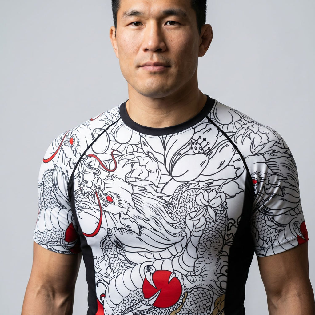 BJJ Rash Guard Short Sleeve - Irezumi - No - Gi Jiu Jitsu & MMA Compression Top - BJJ OUTLET