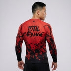 BJJ Rash Guard Long Sleeve - Red Symbiote - No - Gi Jiu Jitsu & MMA Compression Top - BJJ OUTLET