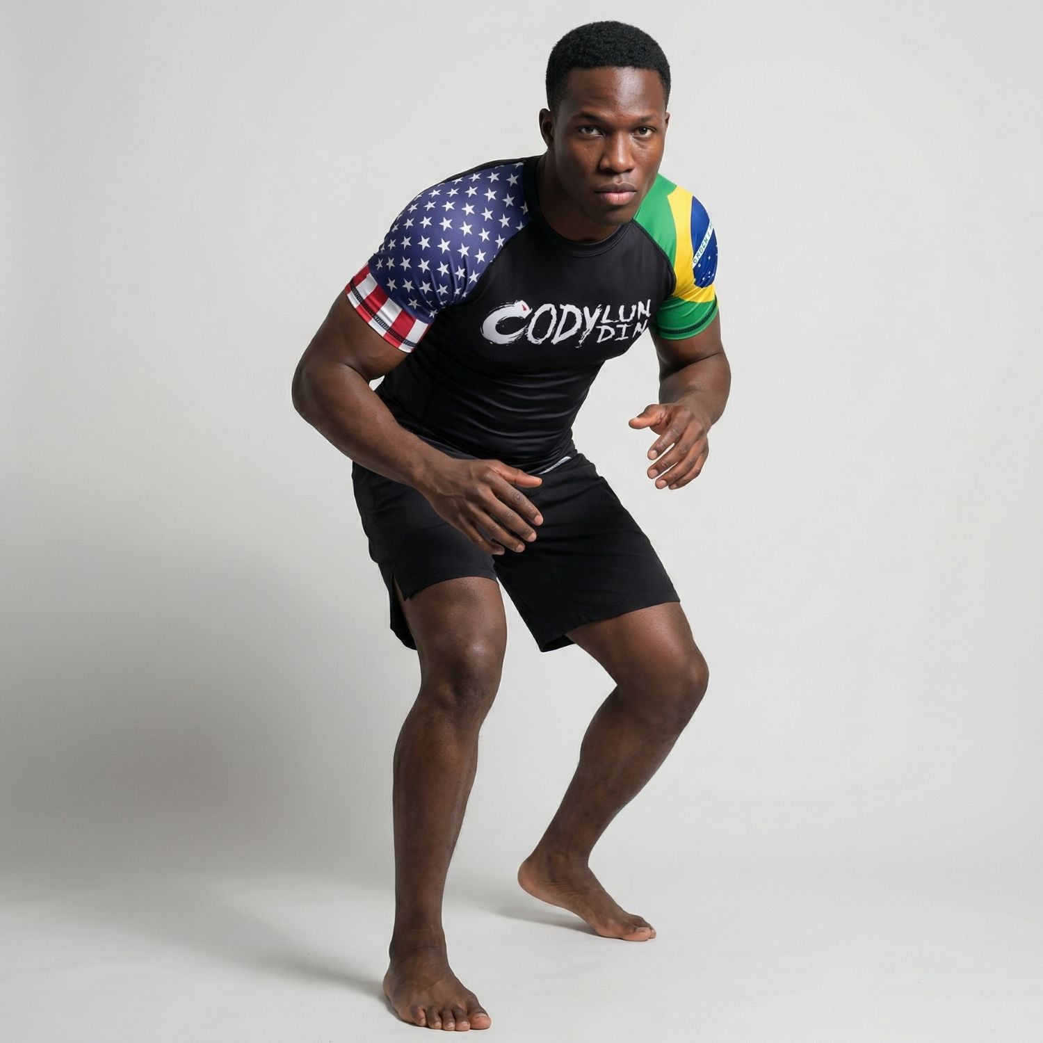 BJJ Rash Guard Short Sleeve - Dual Heritage - No - Gi Jiu Jitsu Compression Top - BJJ OUTLET