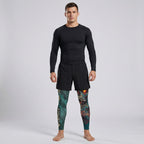 Teal Skull BJJ Spats | Compression Tights For No - Gi Grappling - BJJ OUTLET