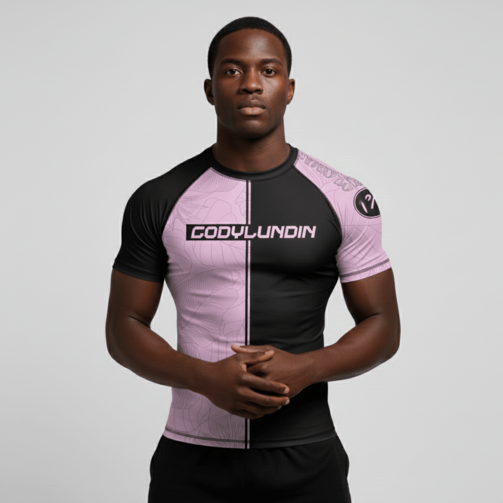 Pink & Black BJJ rash guard | Compression top for grappling - BJJ OUTLET