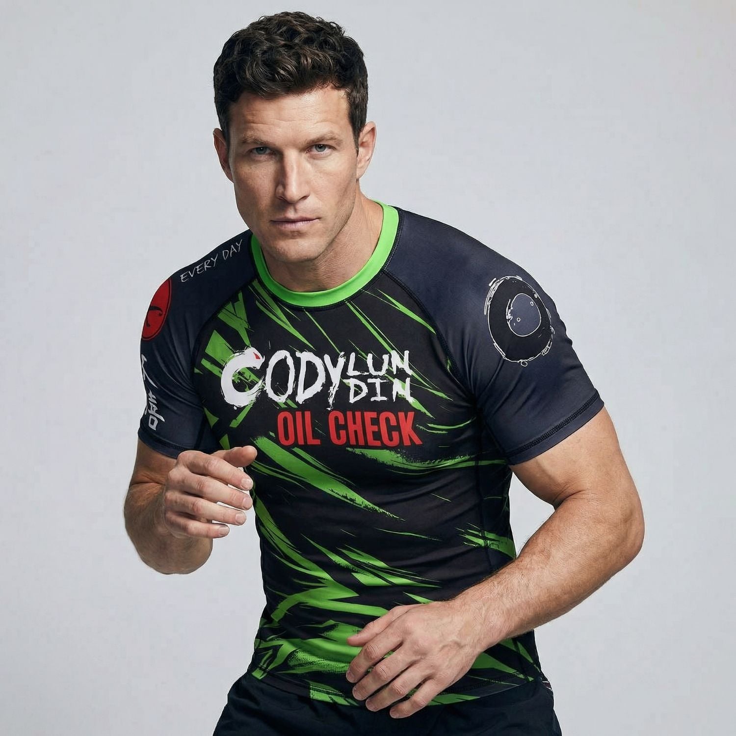 BJJ Rash Guard Short Sleeve - Oil Check - No - Gi Jiu Jitsu & MMA Compression Top - BJJ OUTLET